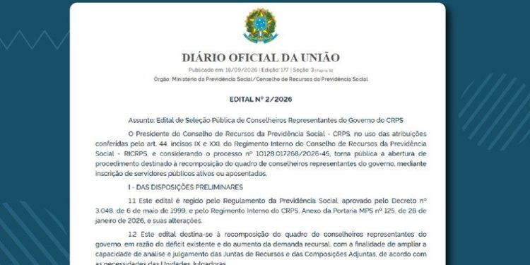 Servidores públicos: CRPS publica edital para seleção de Conselheiros Representantes do Governo